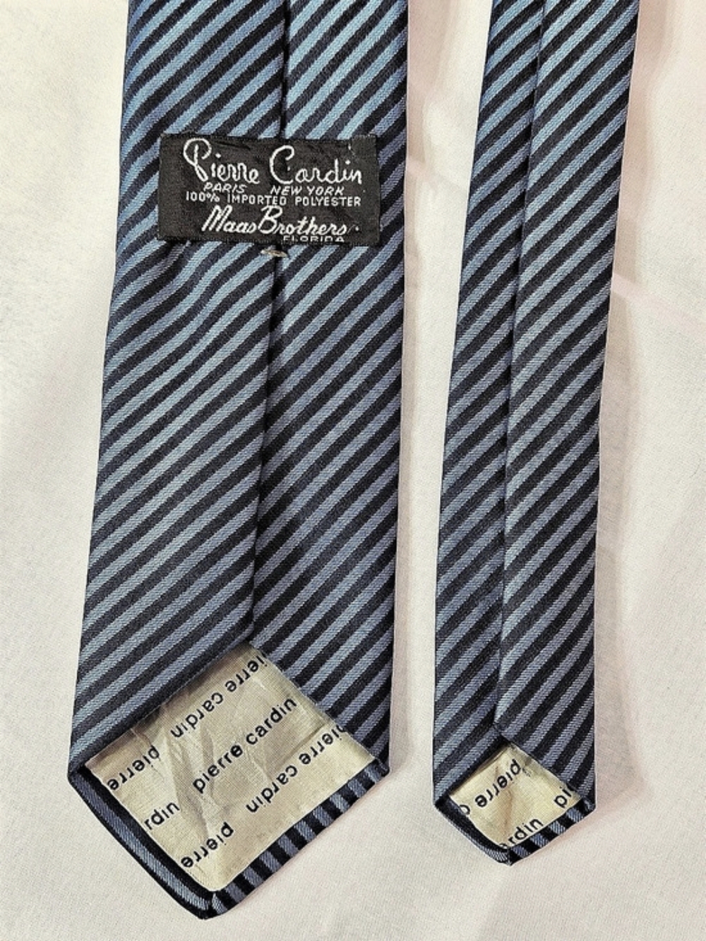 Vintage Pierre Cardin Moss Brothers Blue Striped Tie - Picture 6 of 6